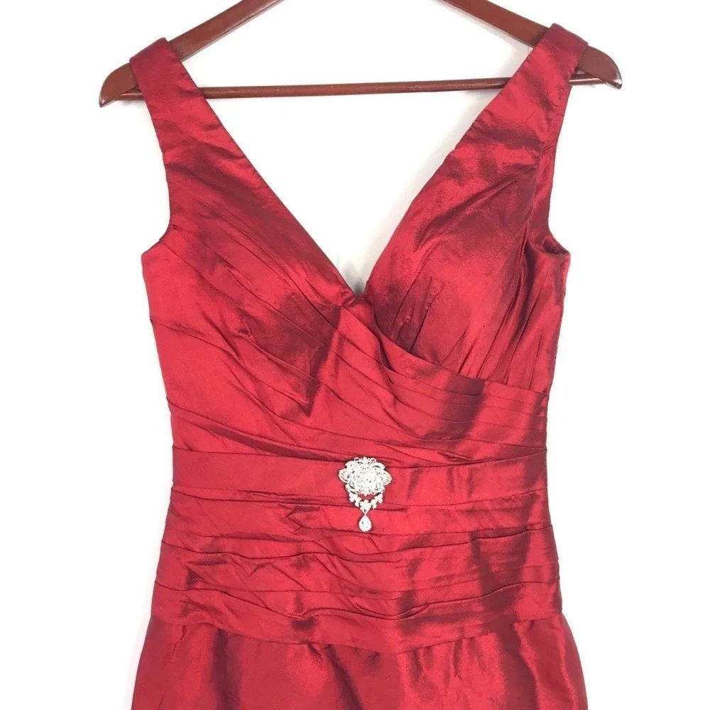 Sarah Danielle Silk Red Evening‎ Dress Jacket Formal Party Wedding Gala Sz 4